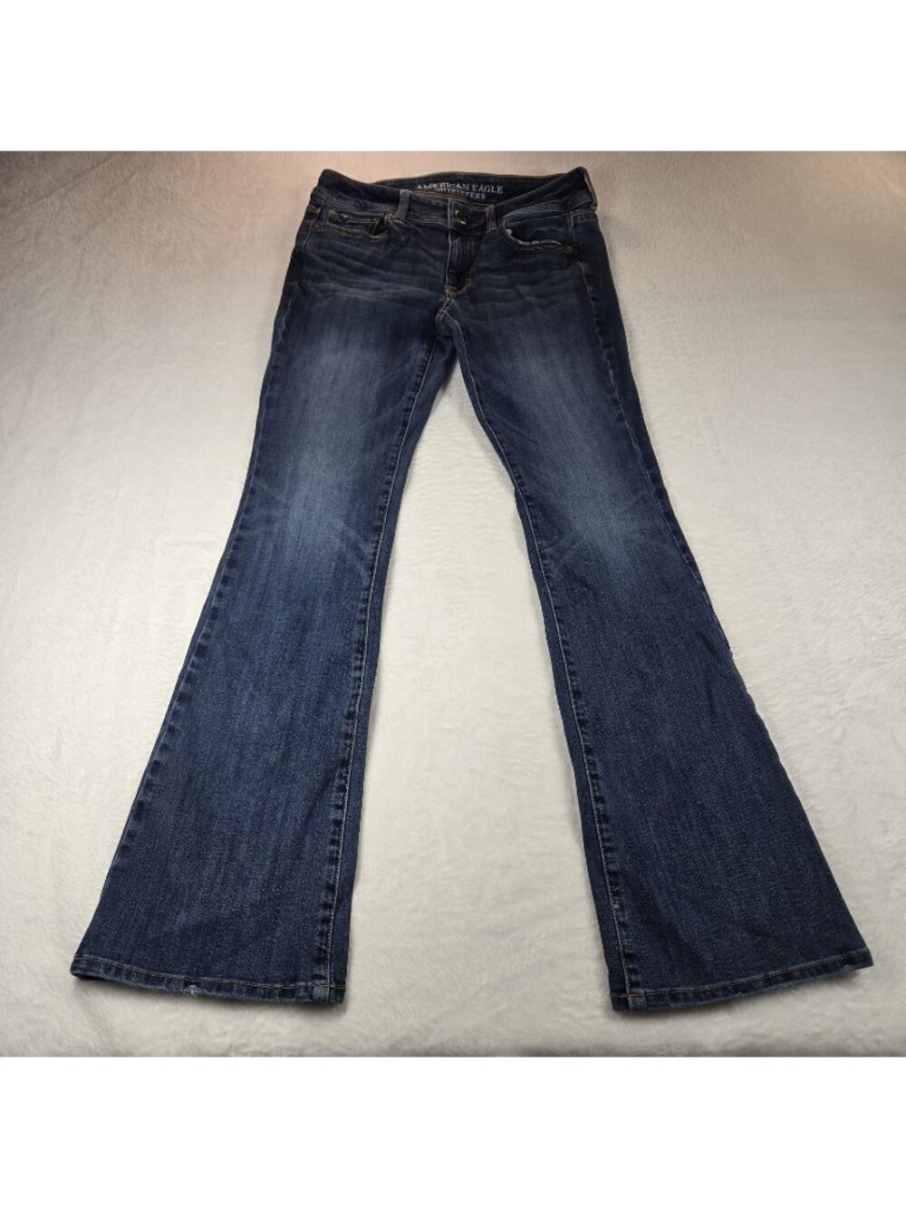 American Eagle Jeans Women's 4 Kick Bootcut Low Rise Stretch Whiskered Y2K Denim